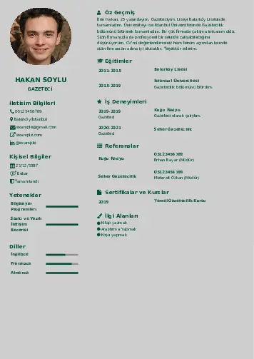 Gazeteci CV Örnekleri cv indir